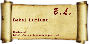Beksi Luciusz névjegykártya